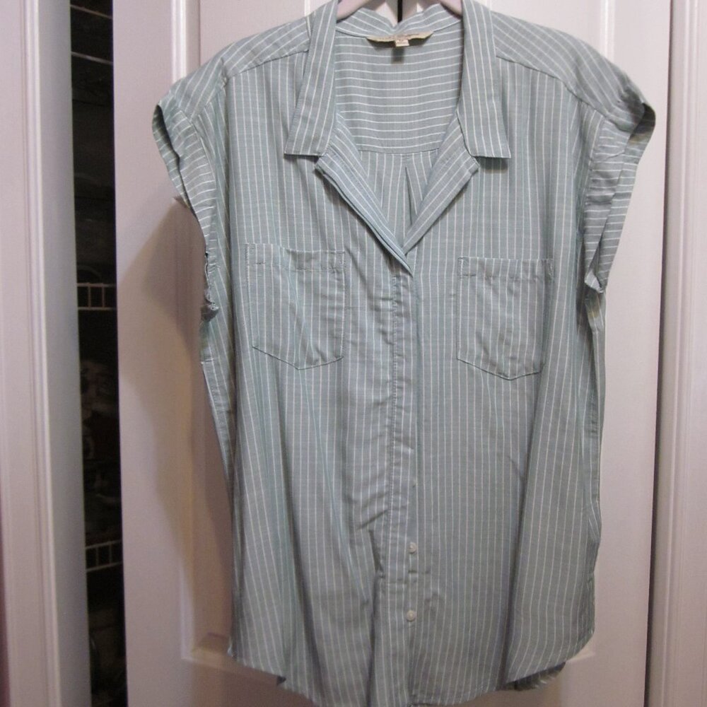 NWOT Zachs Girlfriend Green Stripe Blouse Sz M